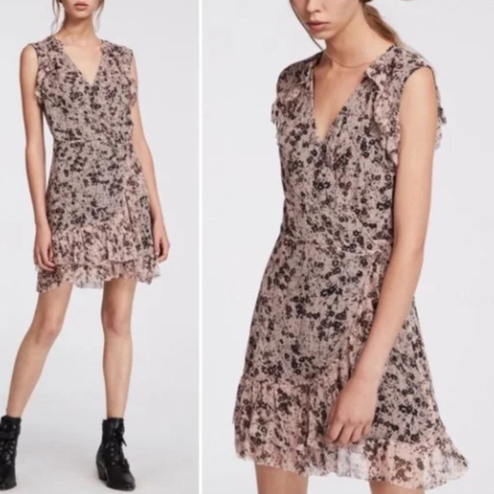 AllSaints Priya Petal Wrap Dress - Medium